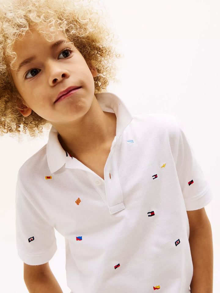 Tommy Hilfiger Kids' Allover Embroidered Flag Polo