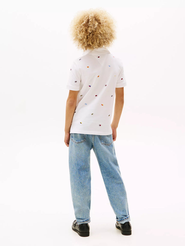 Tommy Hilfiger Kids' Allover Embroidered Flag Polo