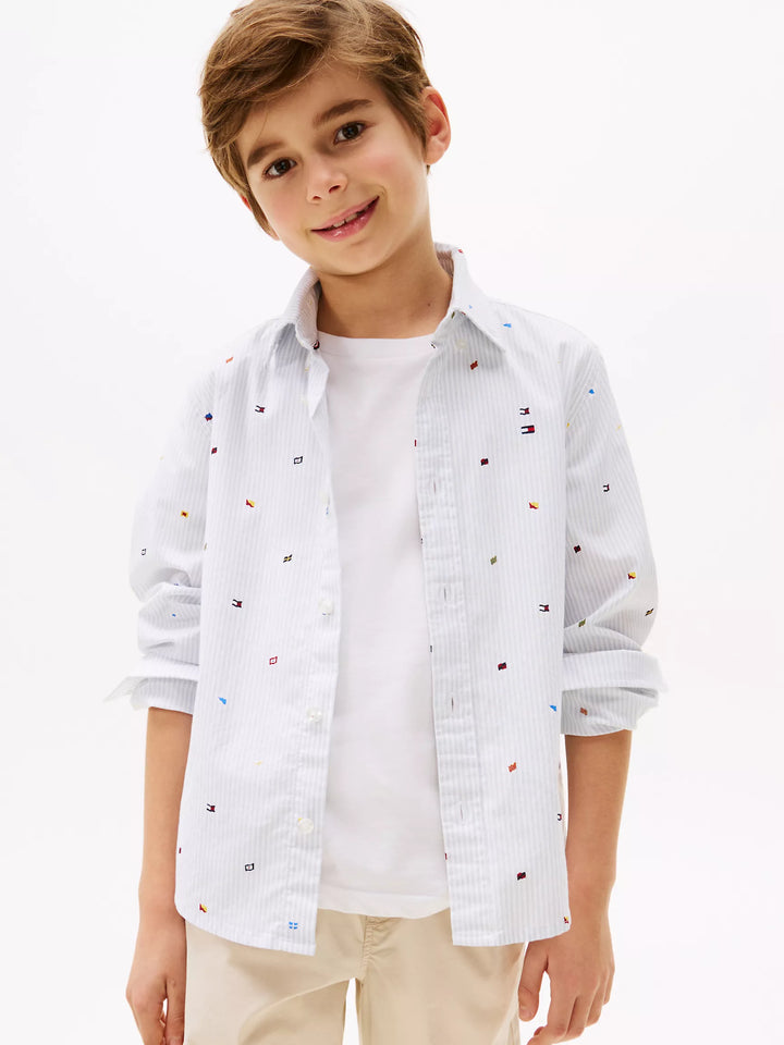 Tommy Hilfiger Kids' Allover Flag Print Shirt