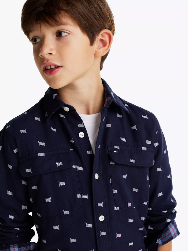Tommy Hilfiger Kids' Flag Double Cloth Shirt