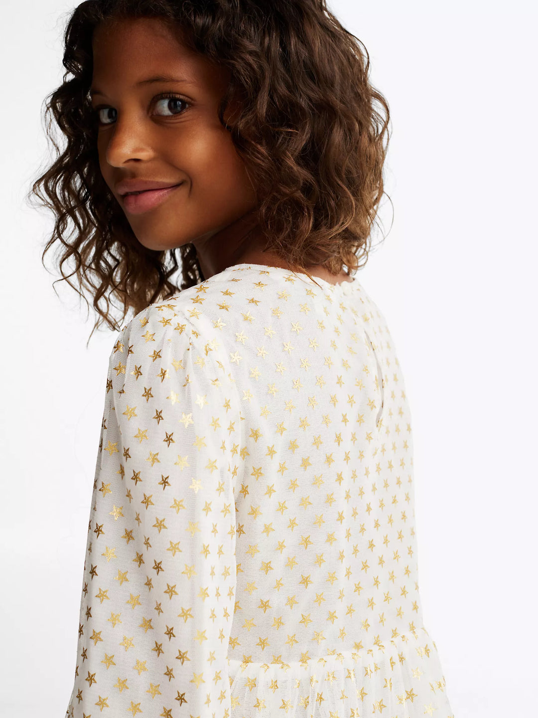 Tommy Hilfiger Kids' Long-Sleeve Tiered Foil Star Dress