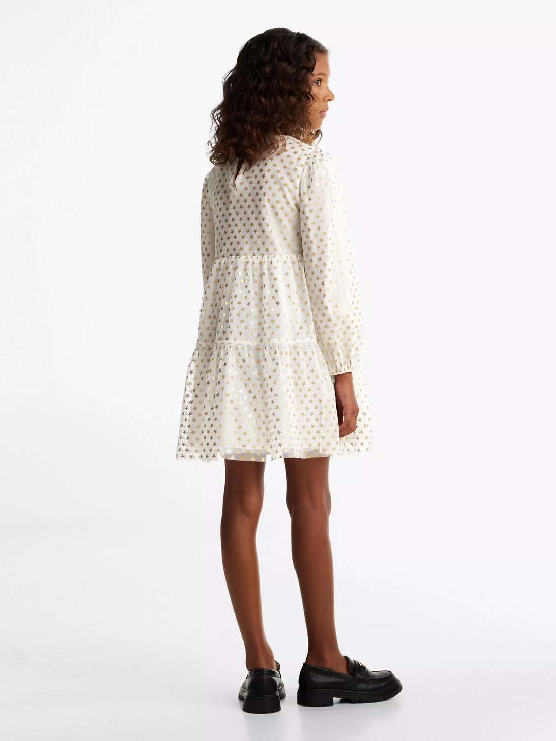 Tommy Hilfiger Kids' Long-Sleeve Tiered Foil Star Dress