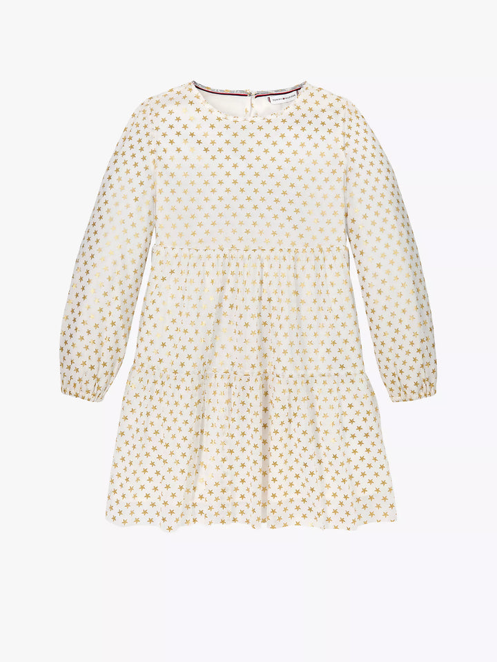 Tommy Hilfiger Kids' Long-Sleeve Tiered Foil Star Dress