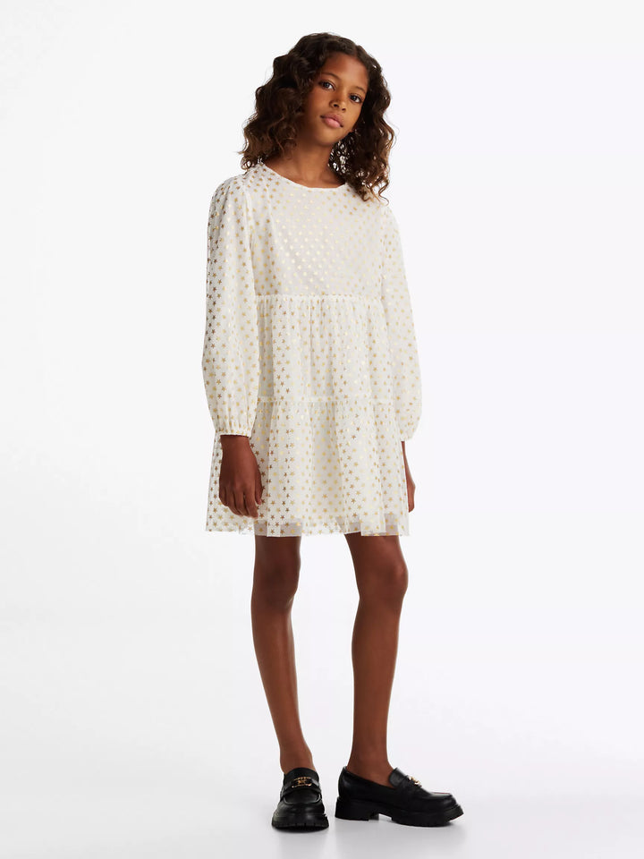 Tommy Hilfiger Kids' Long-Sleeve Tiered Foil Star Dress