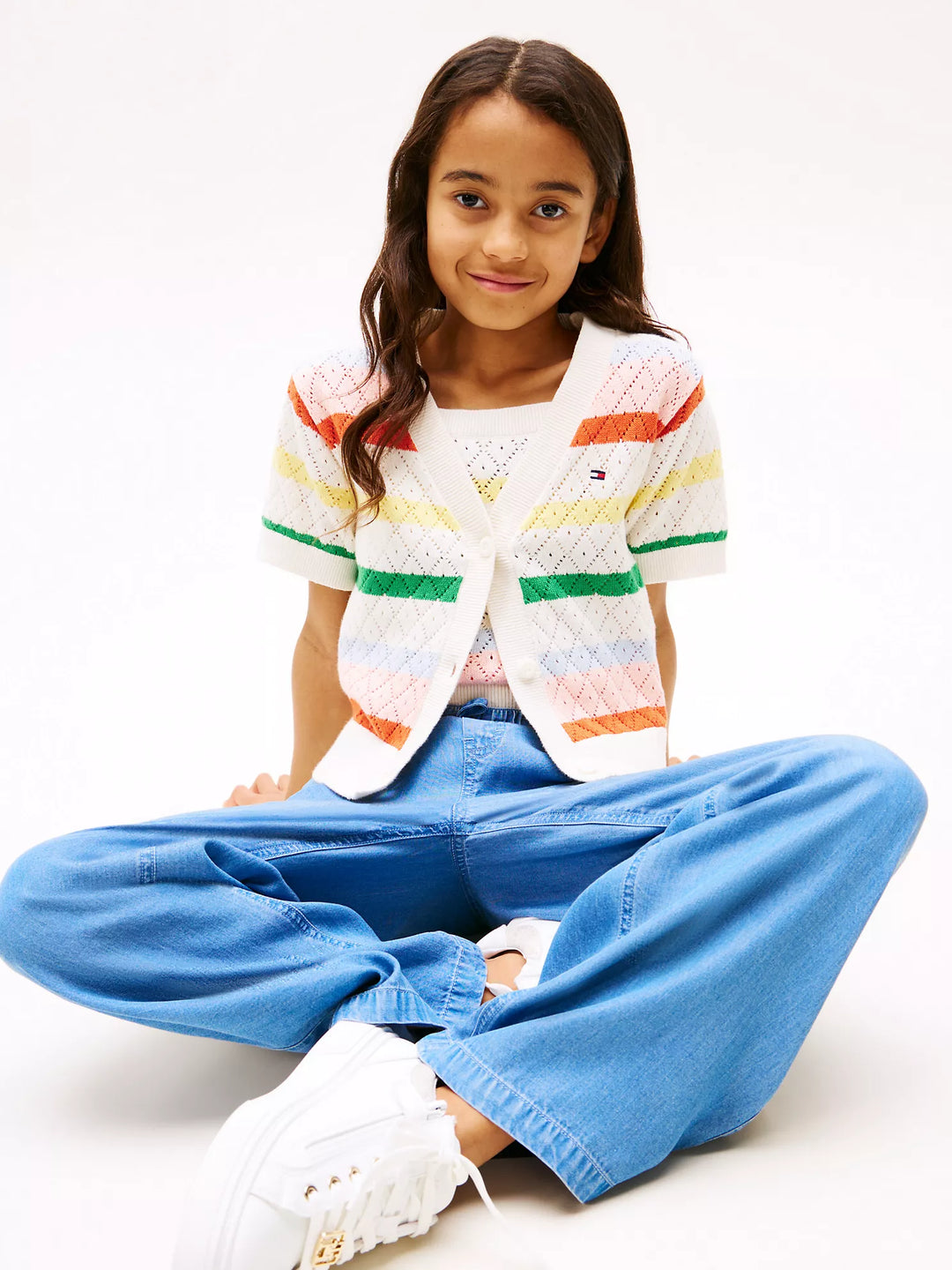 Tommy Hilfiger Kids' V-Neck Crochet Cardigan