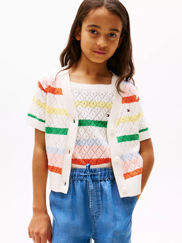 Tommy Hilfiger Kids' V-Neck Crochet Cardigan
