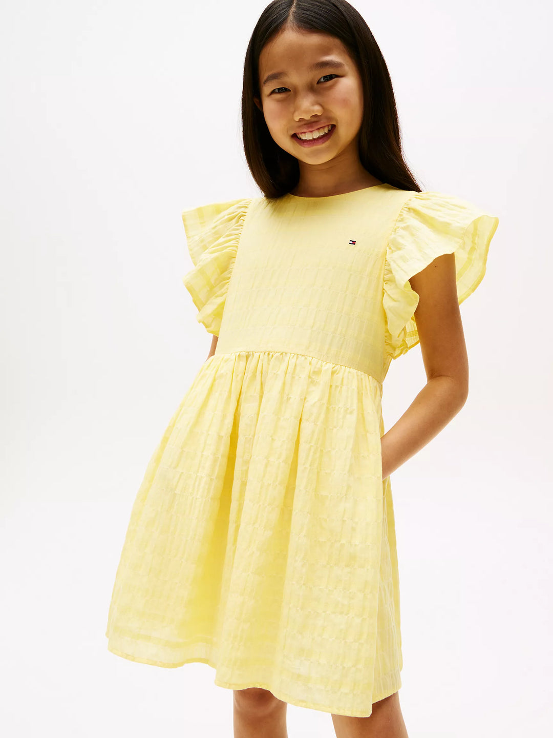 Tommy Hilfiger Kids' Textured Flutter-Sleeve Dress