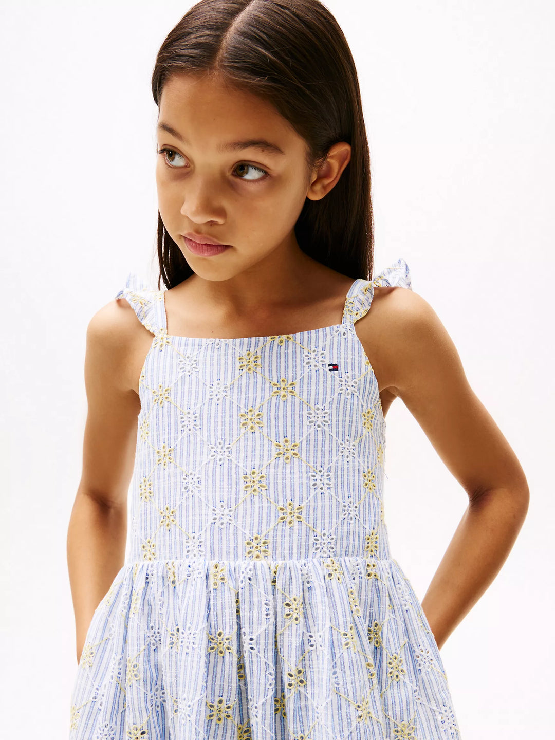 Tommy Hilfiger Kids' Floral Stripe Eyelet Dress