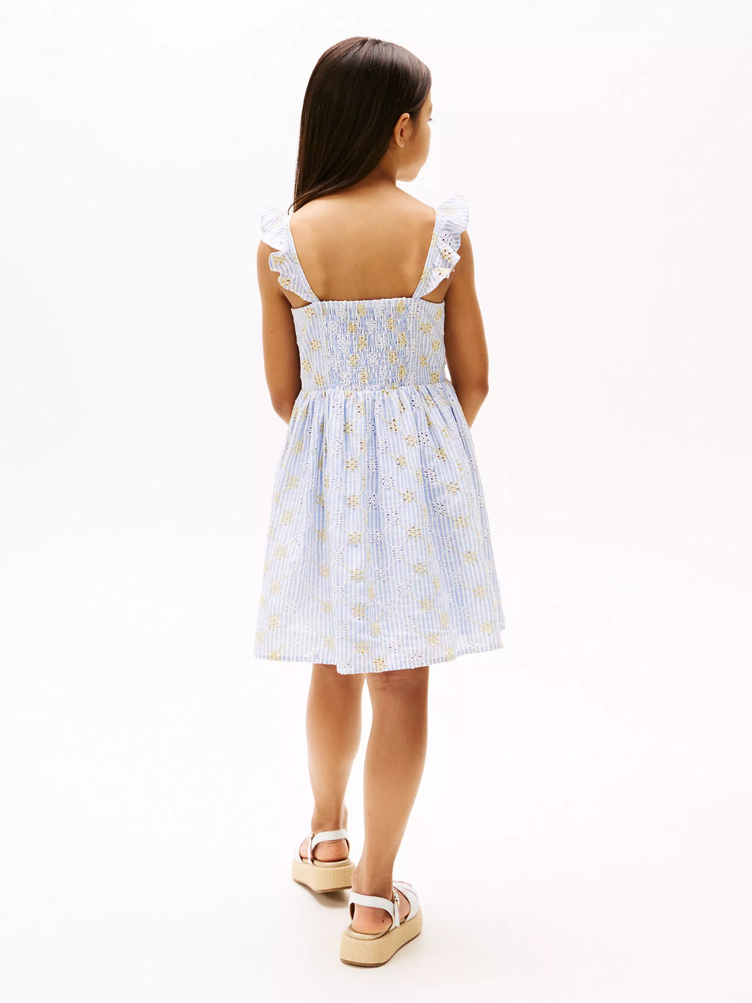 Tommy Hilfiger Kids' Floral Stripe Eyelet Dress