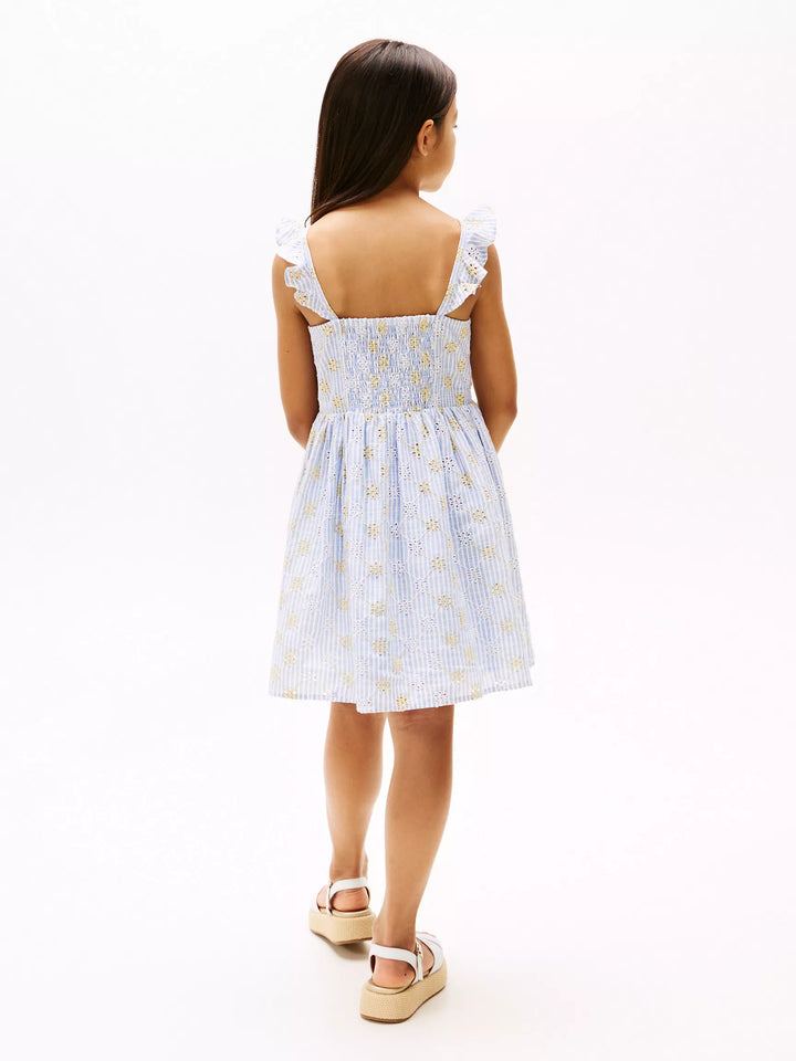 Tommy Hilfiger Kids' Floral Stripe Eyelet Dress