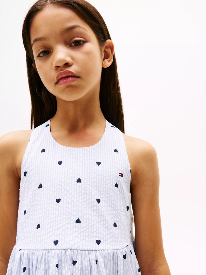 Tommy Hilfiger Kids' Heart Print Seersucker Dress