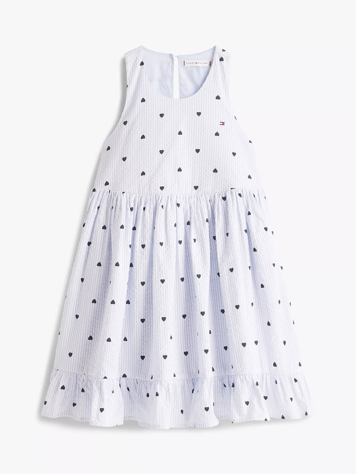 Tommy Hilfiger Kids' Heart Print Seersucker Dress