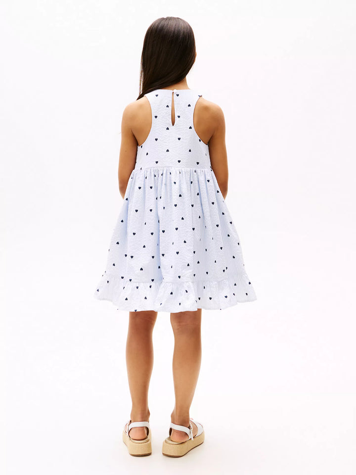Tommy Hilfiger Kids' Heart Print Seersucker Dress