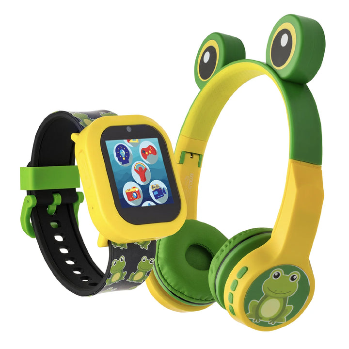 iTech Junior Kids iTech Jr Frog Smartwatch with on Ear Light up Boys Bluetooth Headphones