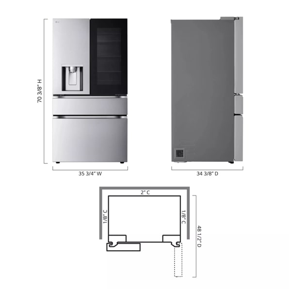 LG LF29S8250S 29 cu. ft. Smart InstaView® Standard-Depth MAX™ 4-Door French Door Refrigerator with Full-Convert Drawer™