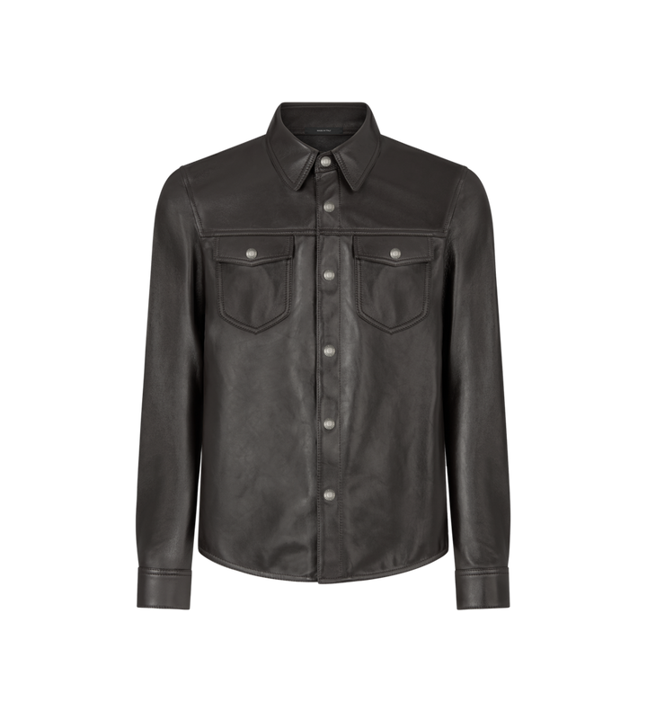 TOM FORD SHINY NAPPA PLONGE SNAP BUTTON OUTERSHIRT