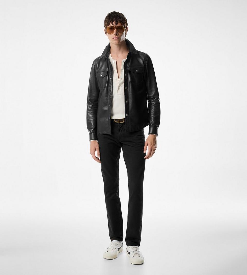 TOM FORD SHINY NAPPA PLONGE SNAP BUTTON OUTERSHIRT