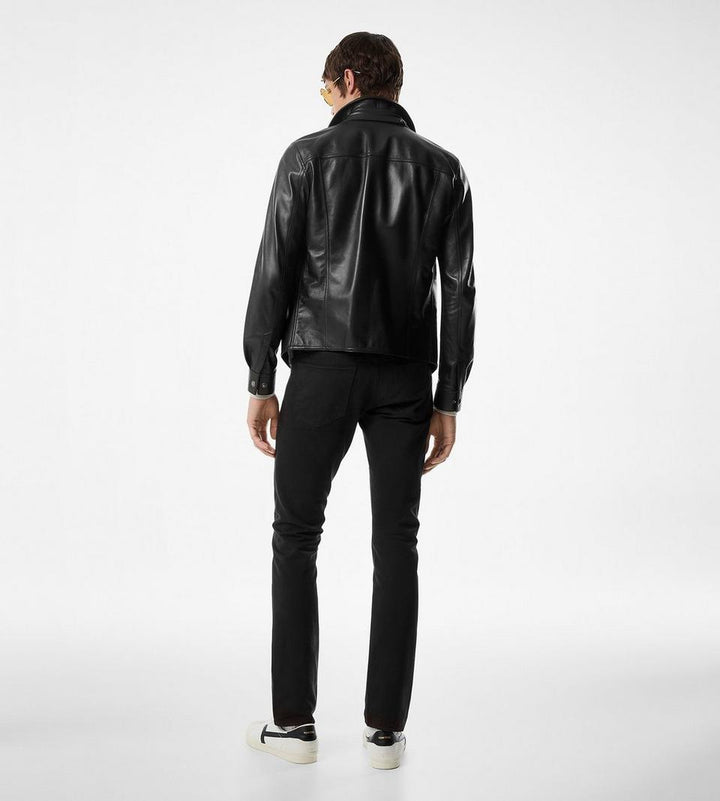 TOM FORD SHINY NAPPA PLONGE SNAP BUTTON OUTERSHIRT