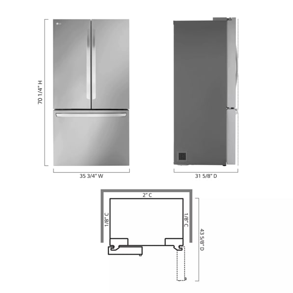 LG LRFLC2706S 27 cu. ft. Smart Counter-Depth MAX™ French Door Refrigerator