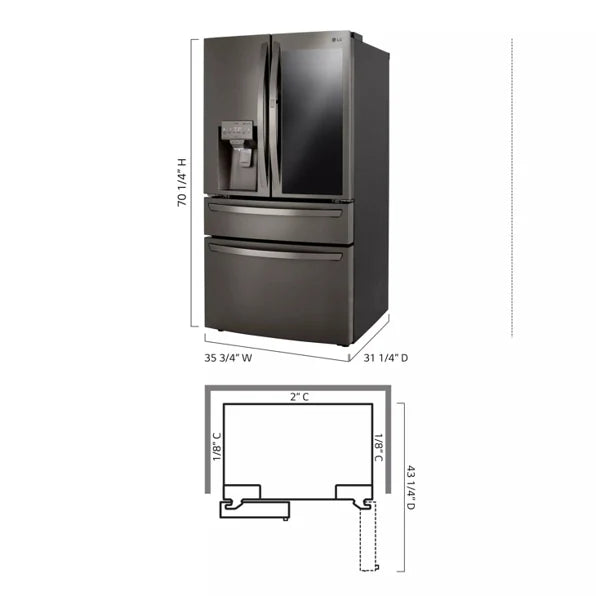 LG 36-inch Wide InstaView® Counter-Depth Refrigerator - 23 cu. ft. - LRMVC2306D