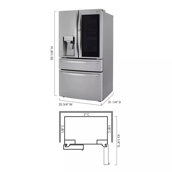 LG 36-inch Wide InstaView® Counter-Depth Refrigerator - 23 cu. ft. - LRMVC2306S