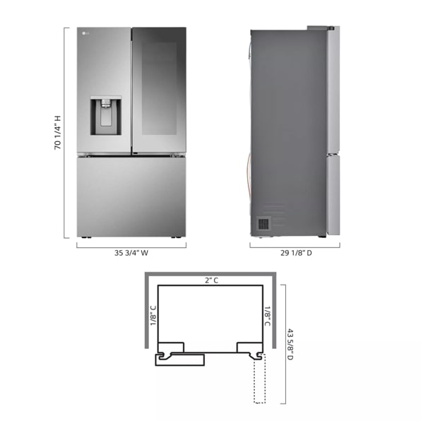 LG LRYKC2606S 26 cu. ft. Counter-Depth French Door Refrigerator - Stainless Steel