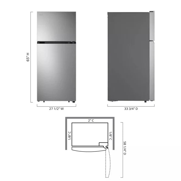 LG 28-inch Wide Top Freezer Refrigerator - 18 cu. ft. - LT18S2100S