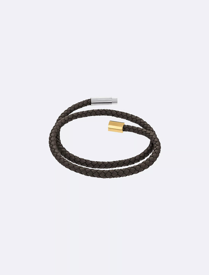 Calvin Klein Double Wrap Braided Leather Bracelet