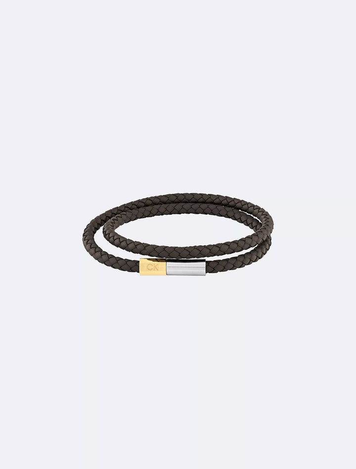 Calvin Klein Double Wrap Braided Leather Bracelet