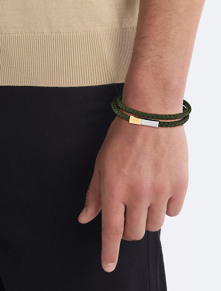 Calvin Klein Double Wrap Braided Leather Bracelet