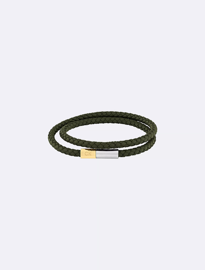 Calvin Klein Double Wrap Braided Leather Bracelet