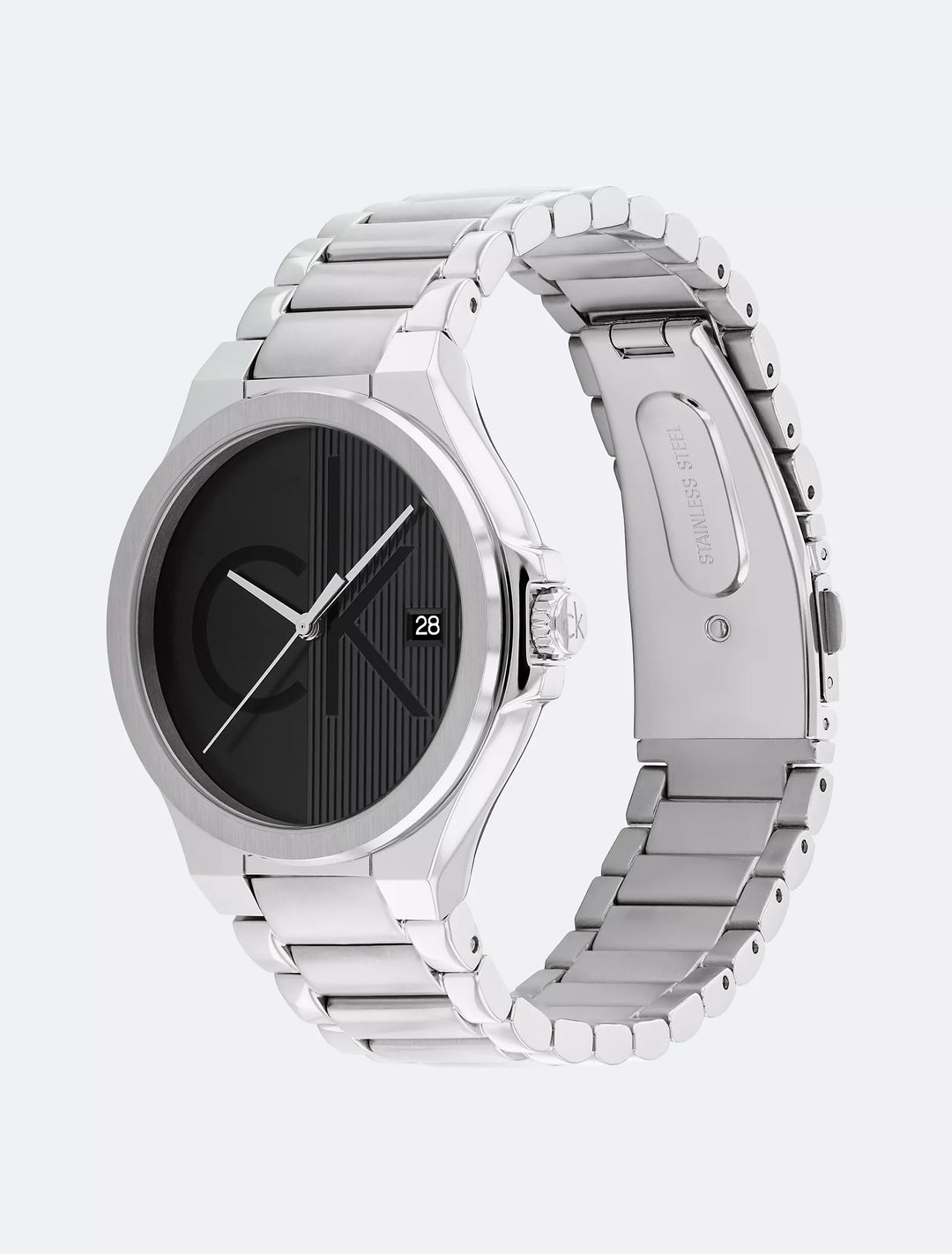 Calvin Klein Textured Monogram Logo Dial Silicone Strap Watch