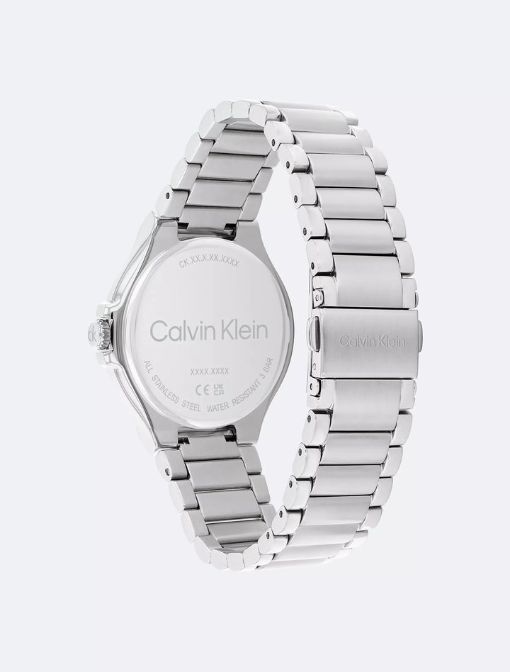 Calvin Klein Textured Monogram Logo Dial Silicone Strap Watch