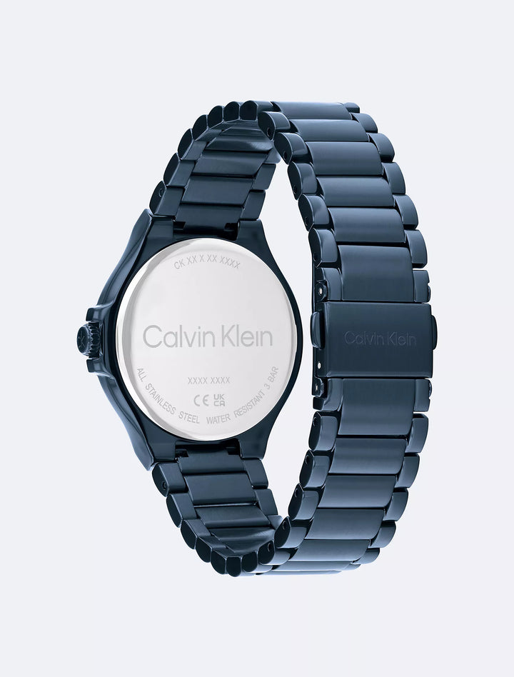 Calvin Klein Textured Monogram Logo Dial Silicone Strap Watch