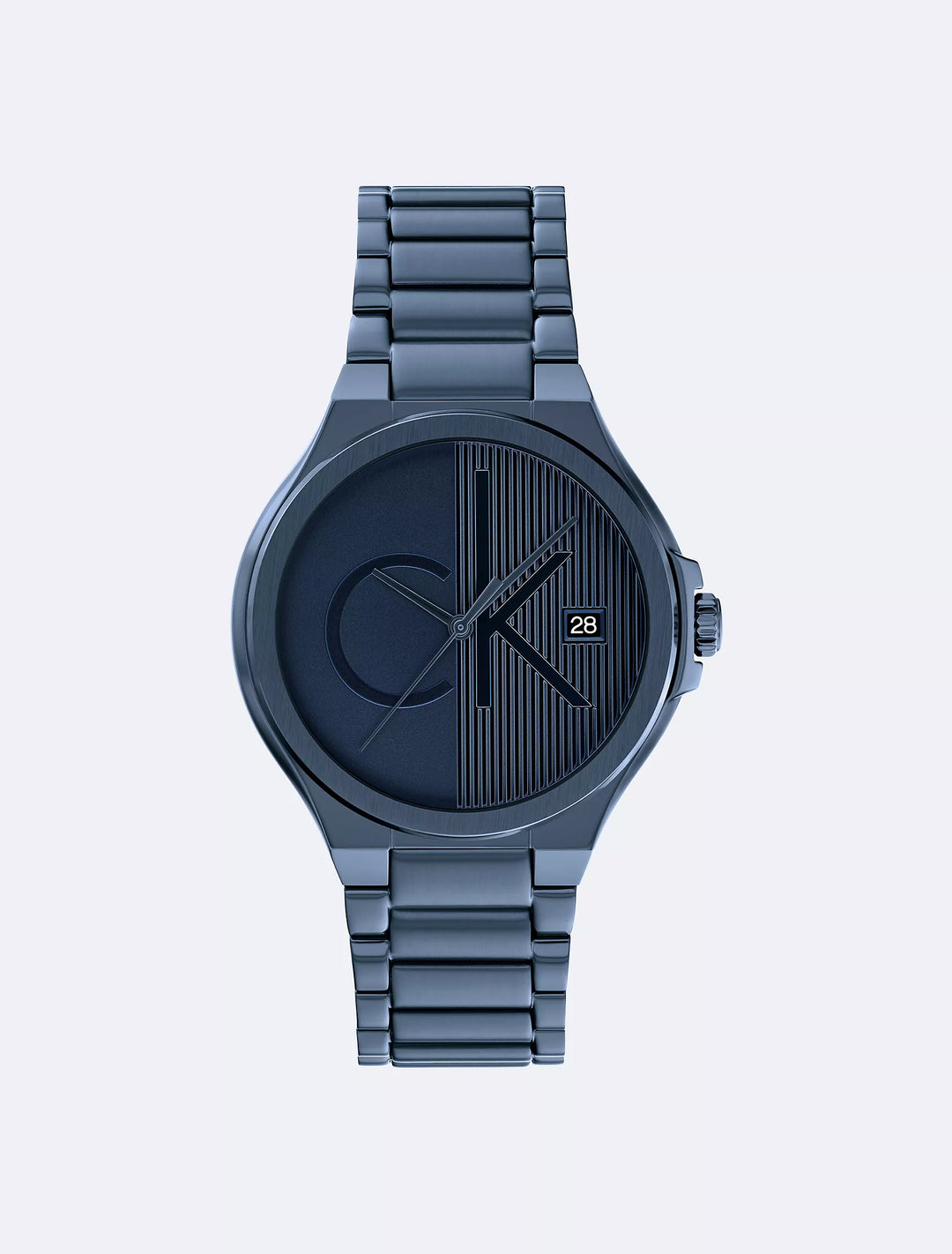 Calvin Klein Textured Monogram Logo Dial Silicone Strap Watch
