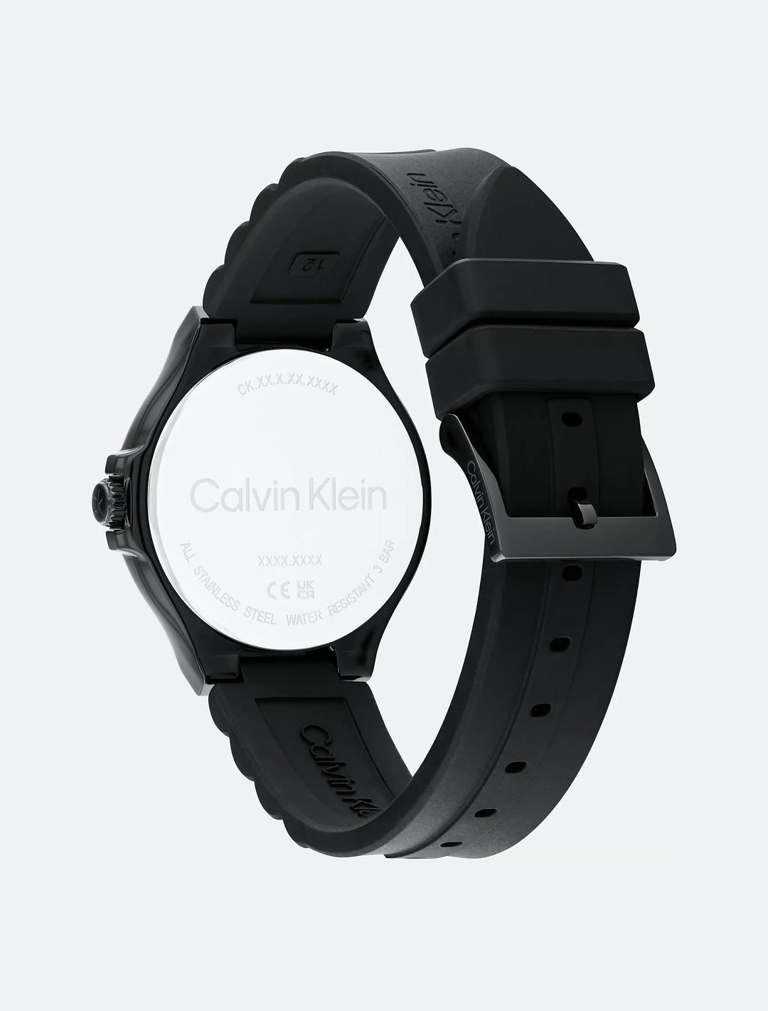 Calvin Klein Textured Monogram Logo Dial Silicone Strap Watch