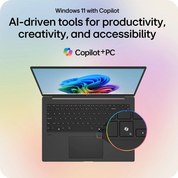 LG 16Z90TL-H.AUB7U1 LG gram 16", Copilot+ PC, Thin and Lightweight Laptop, Windows 11 Home, Intel Evo Edition - Intel® Core™ Ultra 7, 32GB RAM, 2TB SSD, Black