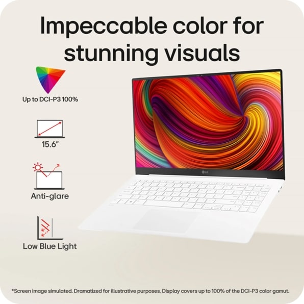 LG 15Z90ST-G.AAW4U1 LG gram SuperSlim 15.6” OLED Thin and Lightweight Laptop, Intel® Evo™ Edition- AI-enabled Intel® Core™ Ultra 5 processor, Windows 11 Home, 16GB RAM, 512GB SSD, White