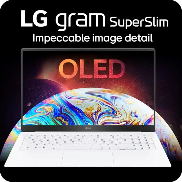 LG 15Z90ST-G.AAW4U1 LG gram SuperSlim 15.6” OLED Thin and Lightweight Laptop, Intel® Evo™ Edition- AI-enabled Intel® Core™ Ultra 5 processor, Windows 11 Home, 16GB RAM, 512GB SSD, White