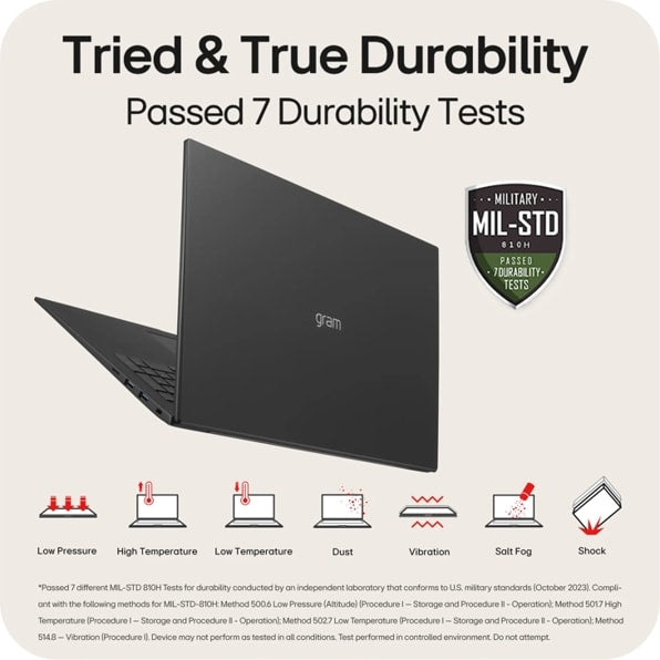 LG 17Z90S-G.AAB6U1 LG gram 17” Thin and Lightweight Laptop, Intel® Evo™ Edition - AI-enabled Intel® Core™ Ultra 7 processor, Windows 11 Home, 16GB RAM, 1TB SSD, Black