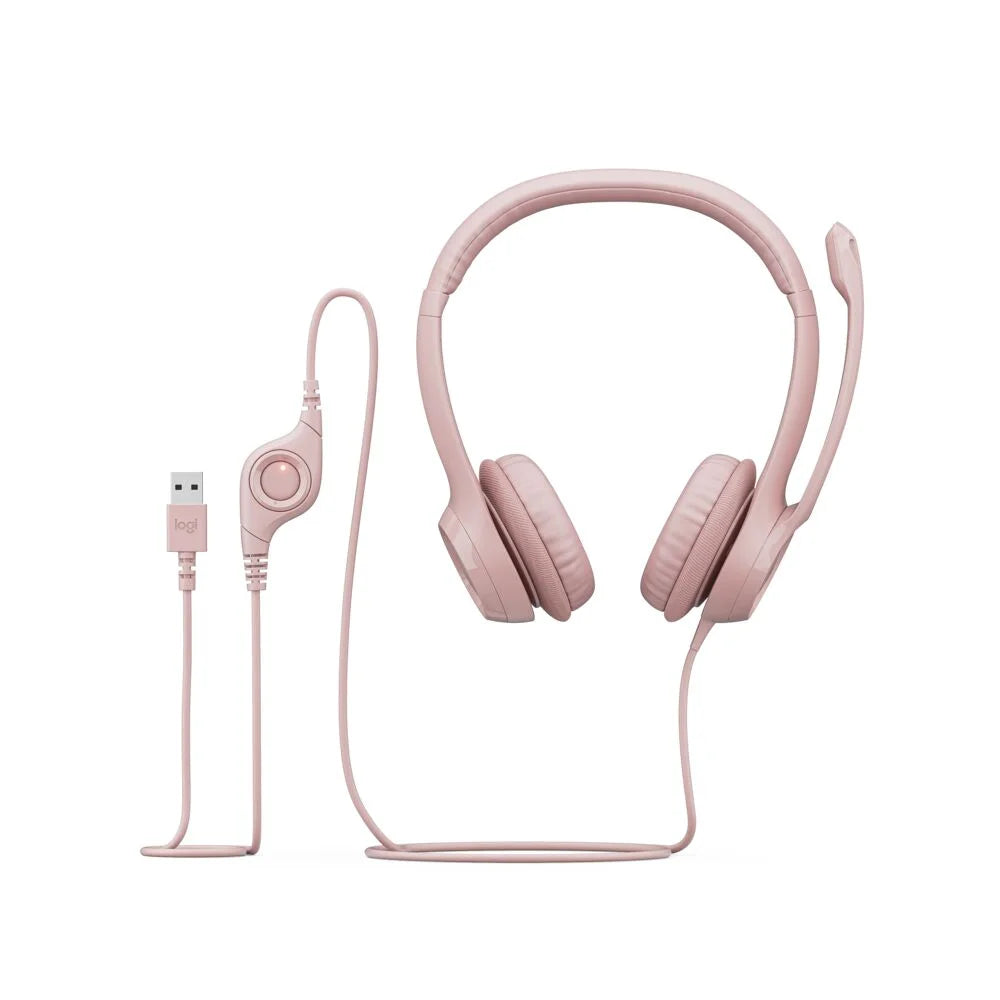 Logitech H390 Wired USB Headset, Stereo Headphones with Noise-Cancelling Microphone, USB, In-Line Controls, PC/Mac/Laptop, Black (981-000310)
