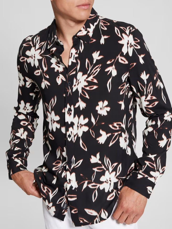 Guess Eco Ikat Floral Long-Sleeve Shirt