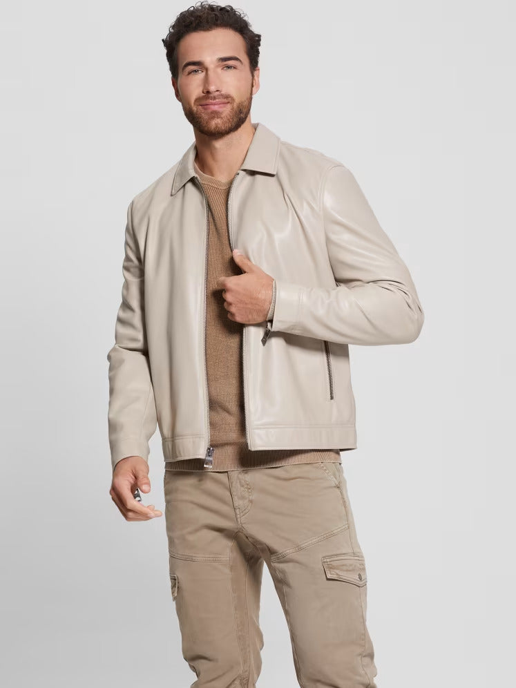 Guess District Faux-Leather Zip Jacket