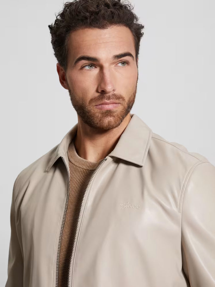 Guess District Faux-Leather Zip Jacket
