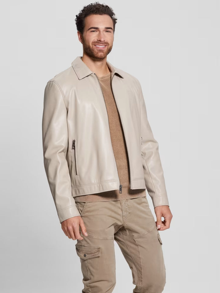 Guess District Faux-Leather Zip Jacket