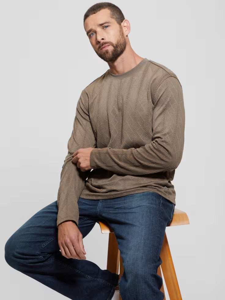 Guess Textured Knit Long-Sleeve Top