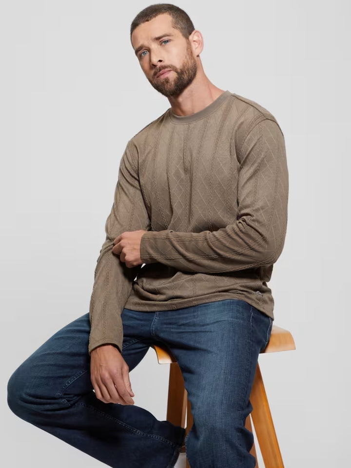 Guess Textured Knit Long-Sleeve Top