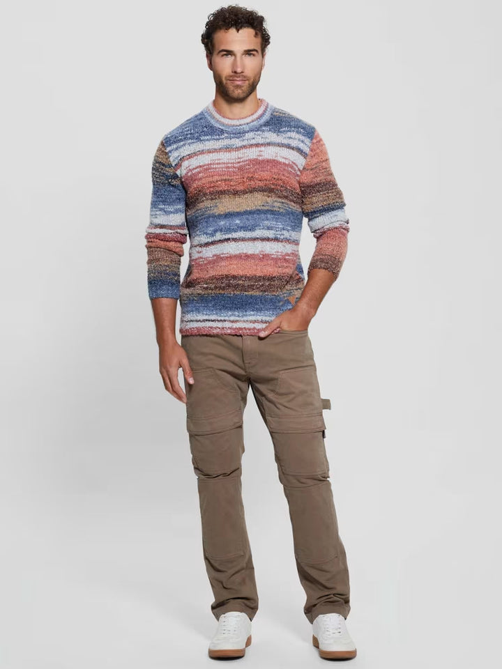 Guess Eged Space Dye Striped Sweater