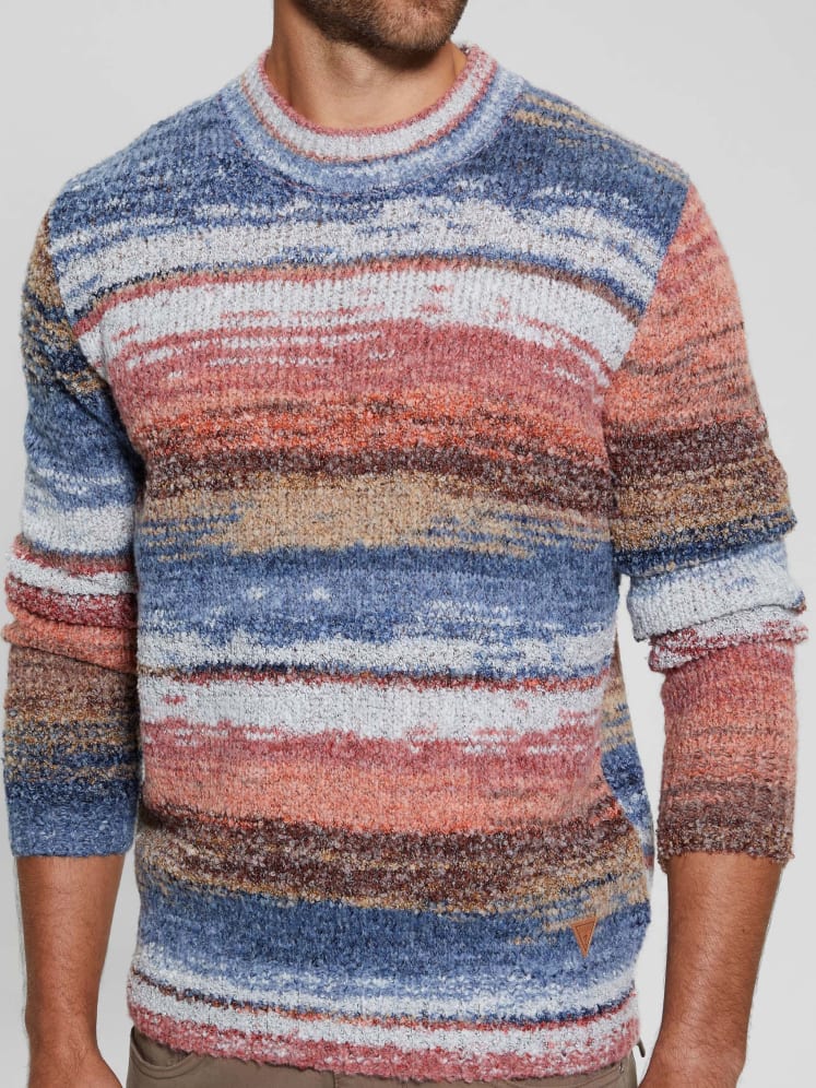 Guess Eged Space Dye Striped Sweater