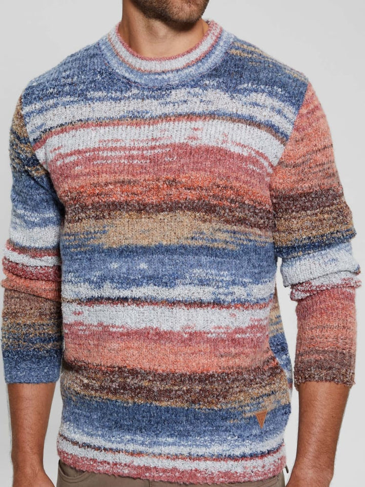 Guess Eged Space Dye Striped Sweater